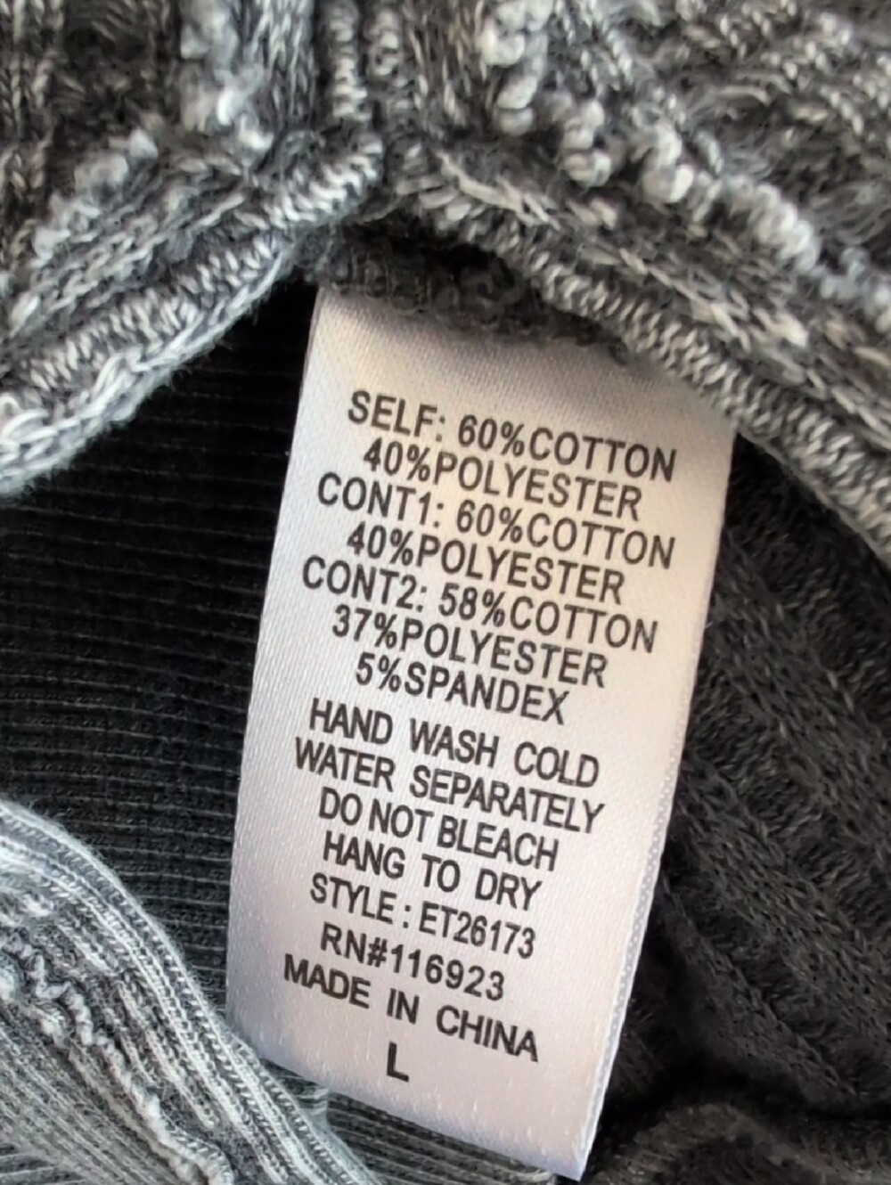 easel Washed Charcoal Waffle Pullover Oversized Sweatshirt L W299 - Picture 7 of 7